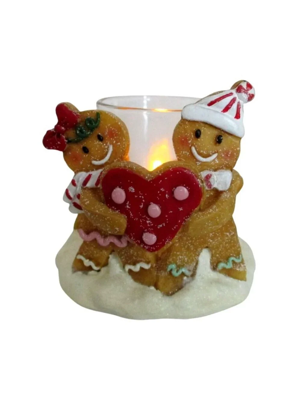 Yankee Candle Gingerbread Couple Tea Light Holder With Heart & Festive Accents